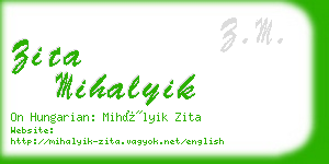 zita mihalyik business card